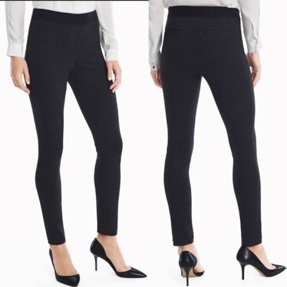White House Black Market The Skinny Crop Black Ankle Zip‎ Pants Sz 4